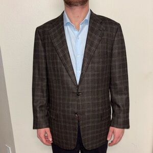 Kiton Dark Brown Checkered Blazer